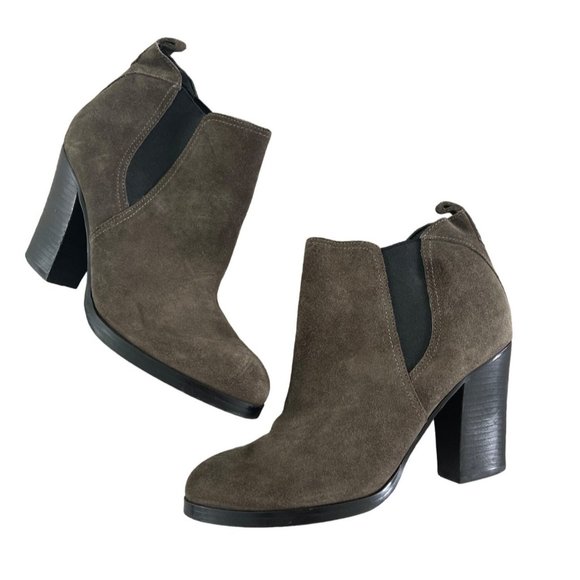 Marc Fisher Ltd. Womens Mallory Mid Heel Ankle Booties Green‎ Gray Suede 8.5M - Picture 2 of 9